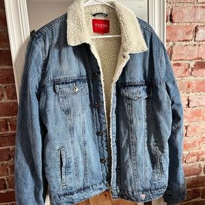 Women’s GUESS Denim Sherpa (fleece-lined) jacket size Large